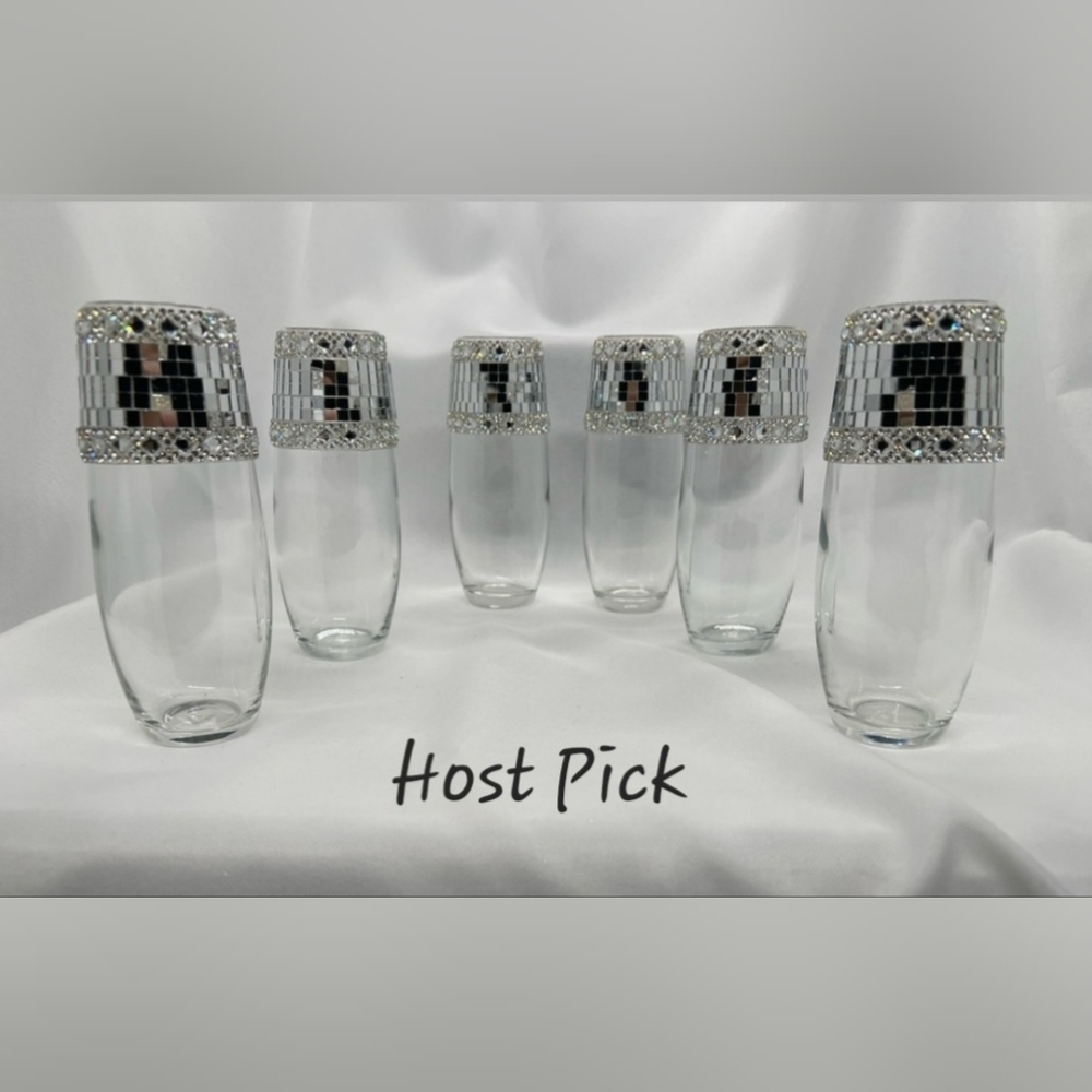 Six piece mirrored vase set with rhinestones  (Set #2) *** HOST PICK ***